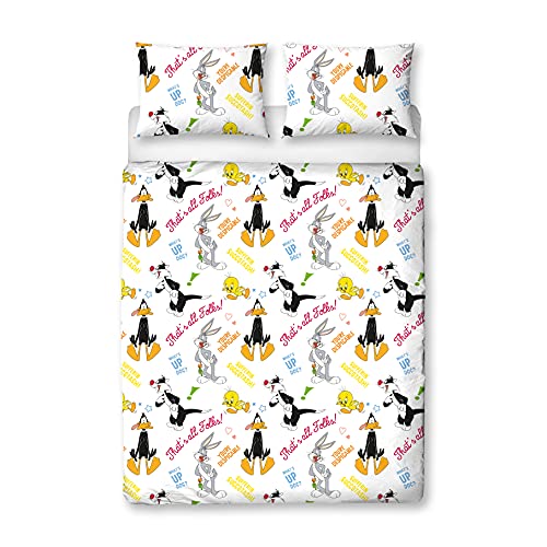 Looney Tunes Official Double Duvet Cover Gang Design | Grey Reversible 2...