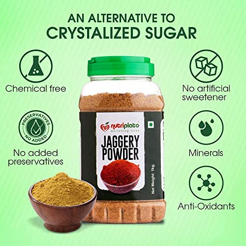 Image of Nutriplato-enriching lives Jaggery | Gur Powder Jar, 1 Kg (Pack of 2)
