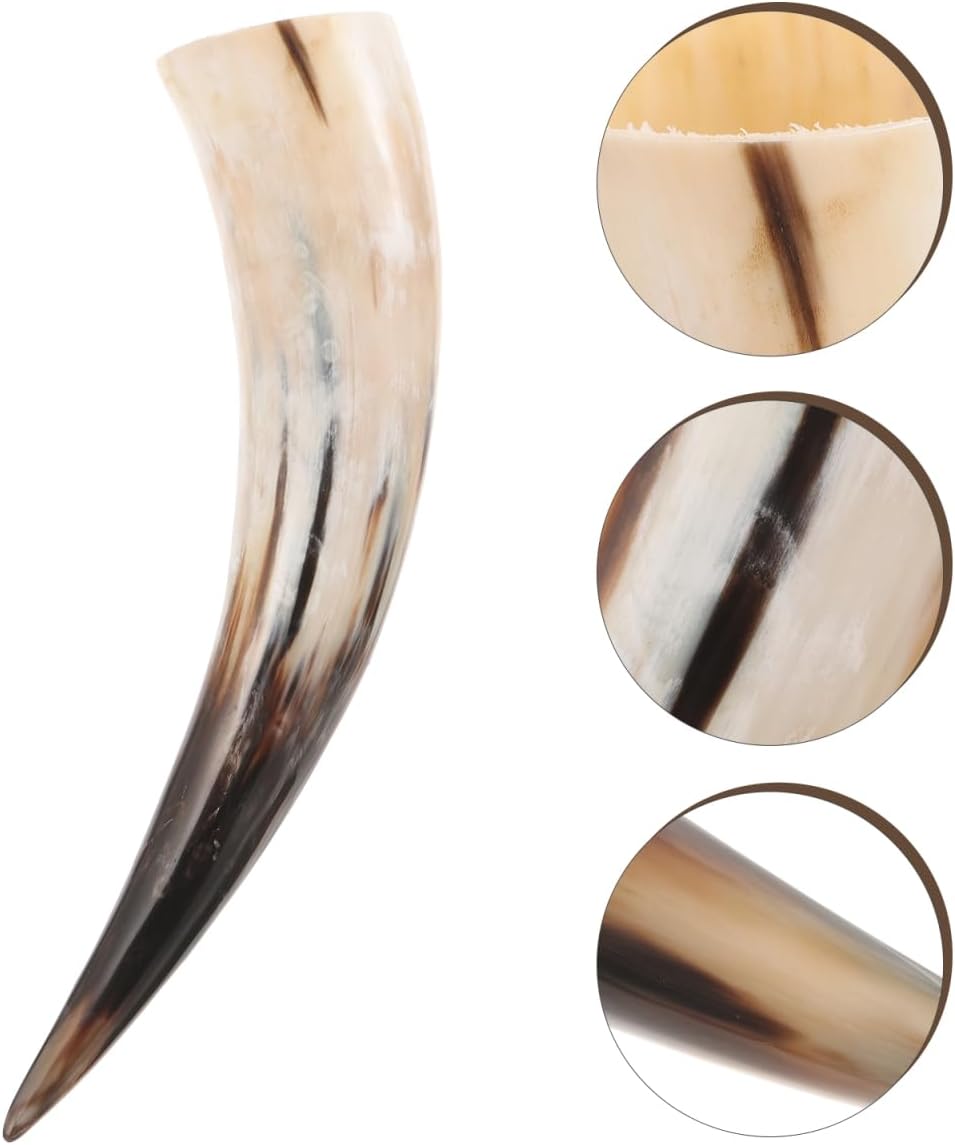 Handcrafted Cow Horn Flower Vase 17.32 Inch Rustic Wall-Mounted Horn Decor for Home Floral Display and Country Style Ornament