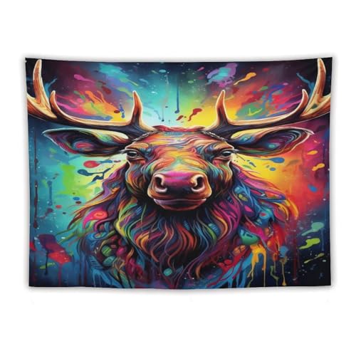 Tapisserie tenture murale élan avec impression 3D haute définition - 3
