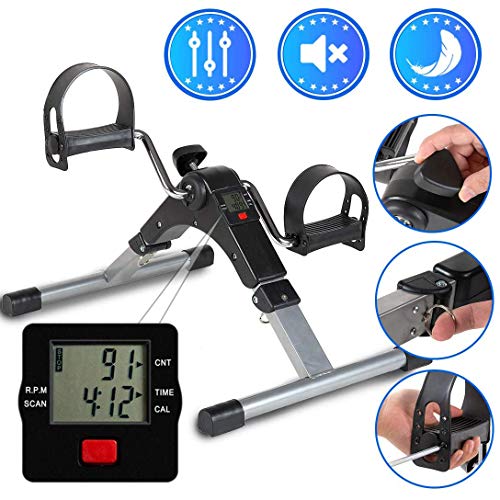 TABEKE Pedal Exerciser, Sitting Pedal Exerciser for Arm/Leg Workout, Portable Bike Pedal Exerciser
