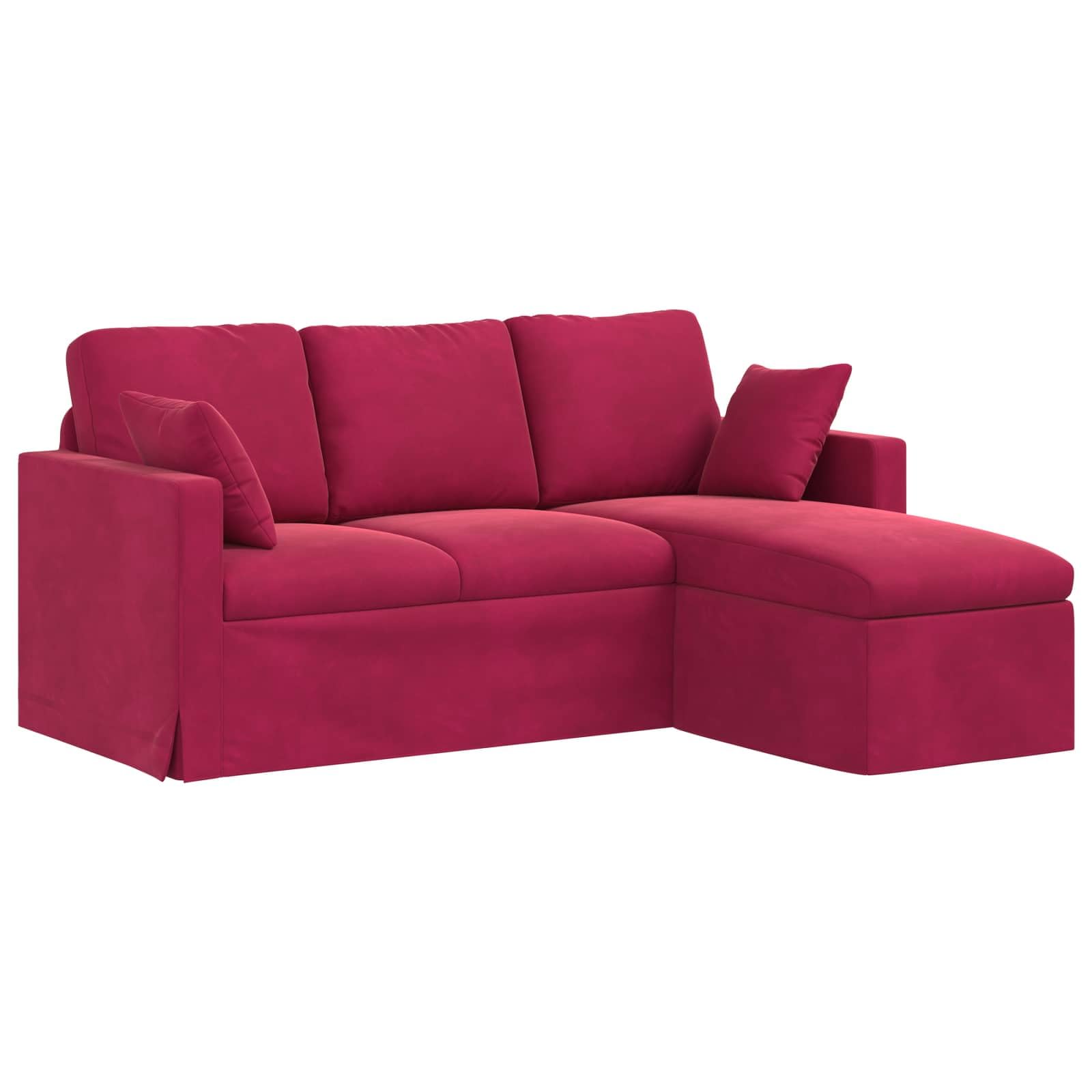 Sofá de terciopelo rojo vino, estructura de metal y patas de plástico, moderno sofá de salón en rojo vino con cojín ergonómico, diseño estable para relajarse