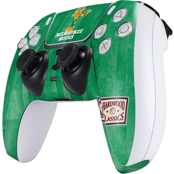 Skinit Decal Gaming Skin Compatible with PS5 Controller (2 Pack) - Officially Licensed NBA Milwaukee Bucks Hardwood Classics Design