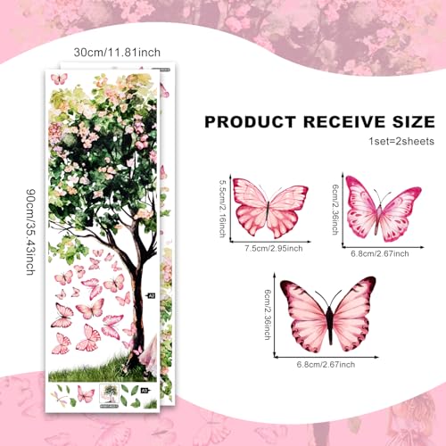 Vinilos decorativos de árbol floral para pared niña mariposa miniatura 5