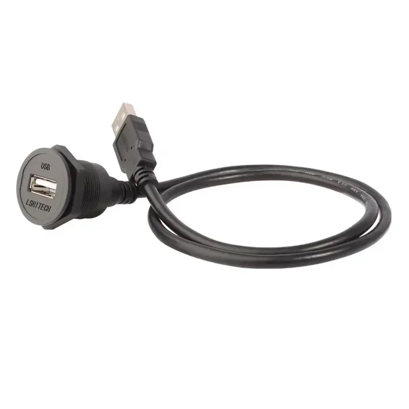 LU22 0,1 m, 0,3 m, 0,5 m, 1 m, 2 m, 5 m, przemysłowy kabel przedłużający, panel USB, złącze danych, wodoodporne gniazdo żeńskie USB 2.0, USB 3.0 (2 m USB2.0, plastikowa nakrętka)