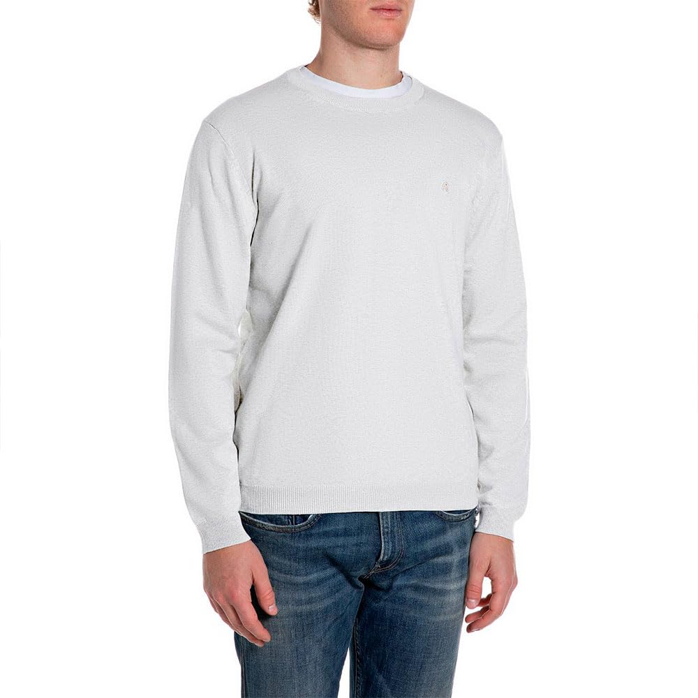 Replay Men's Knitted Jumper, 011 Off White, XXL