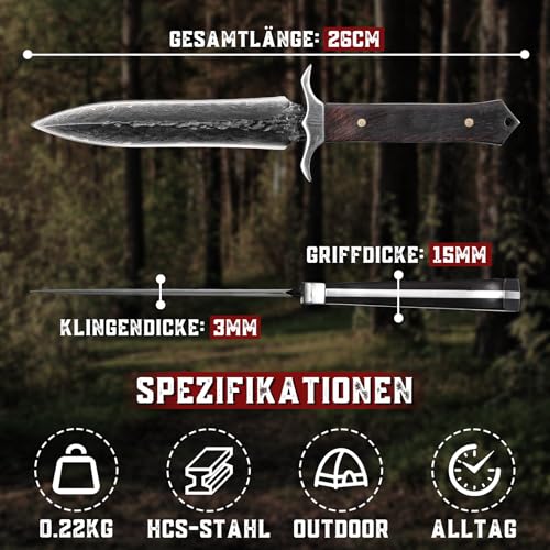 SMITH CHU Outdoor Messer Survival - Multifunktions Survival Messer Outdoor, Bushcraft Camping Messer mit Holzgriff… – Ansicht 5