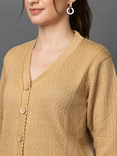 Image of Wear lusso Women Woolen V Neck Casual Wear Stylish Cardigan Sweaters for Winter with Side Pocket | Cozy and Warm Winter Sweater for Girls /Ladies