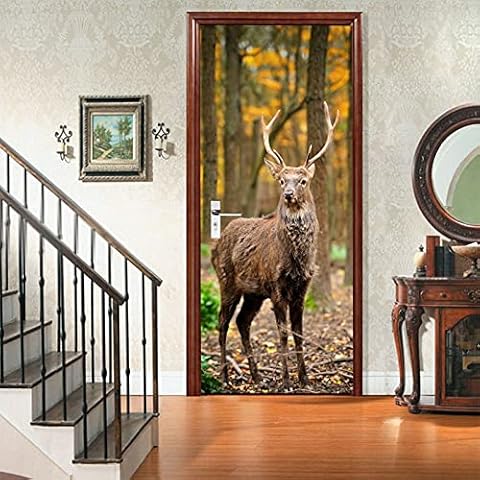 A.Monamour 3D Deer Door Sticker Cover