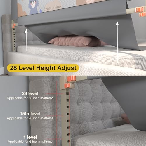 Image of BAYBEE Baby Bed Rail Guard (150x80cm), Bedrail for Baby Safety with 28 Height Adjustable, Portable Bed Side Protector for Babies Falling | Foldable Single Side Bed Railing, 2 Side, (Grey)