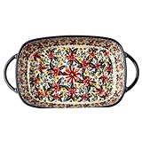 Muzrunq Fuente para Hornear 1900ml Plato de Horno de cerámica Resistente al Calor Estampado de Margaritas Rectángulo Lasaña Antideslizante Lavable Cazuela para Horno Cocina Hornear Lasaña Cerámica.