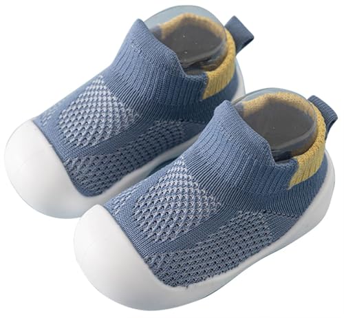 Sapatos bebé primeiros passos bebé sapatilhas meias antiderrapantes meninos meninas bebé sapatos de casa com sola de borracha, azul