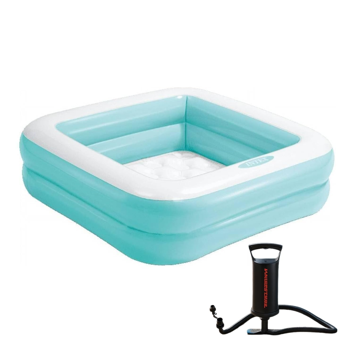 Toy Imagine Baby Bath Tub/Pool for 0 to 4 Years 3 Feet | Inflatable, Portable & Foldable Blue Square Swimming Pool for Kids | Indoor & Outdoor Swimming with Double Quick Air Pump Holi-image-40