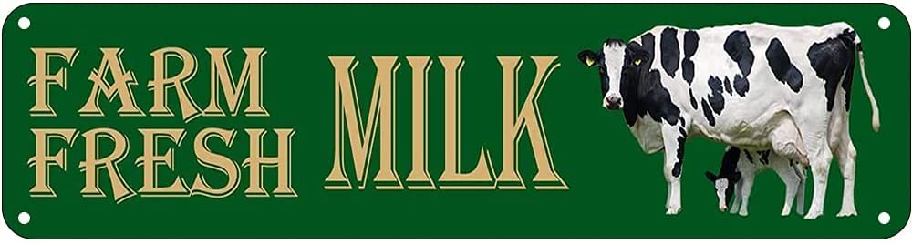 Farm Fresh Milk Retro Tin Signs Aluminum Metal Sign for Kitchen Home Garden Wall Bar Cafe Decor 4x16 Inch