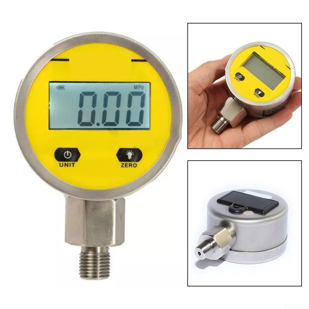 ZYWUOY Digitales Manometer, Edelstahl, Intelligente Digitalanzeige, Vakuum, Hydraulik-Manometer, Tester
