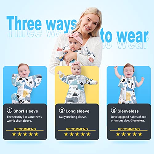 Nearkoi Baby Transition Swaddle Sack,Baby Sleeping Bag With Arms Up Removable Long Sleeve,Or Sleeveless,Pure Cotton,Baby Sleep Sack For Appease The Baby,17-22Lbs #TOP2