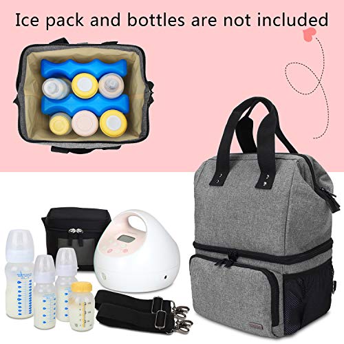 image for LUXJA Breast Pump Bag with 2 Compartments for Breast Pump and Cooler B