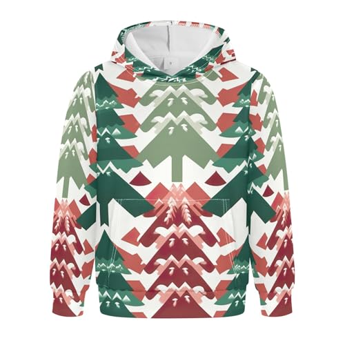 Kids Hoodies Sweaters Christmas Xmas Trees Hooded Sweatshirts with Big Pockets for Boys Girls B0400317