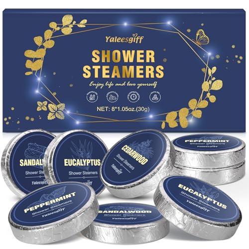 Yaleesgiff Gifts for Men Shower Steamers Aromatherapy Birthday Gifts for Him, Home SPA Relax Natural Essential Oil Shower Bombs Gifts for Him at Birthday, Easter, Fathers Day, Christmas