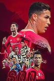 Soccer Superstar Cristiano Ronaldo Poster Wall Art, Motivational Football Star Canvas Wall Art,...