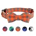 Vaburs Dog Bow Tie, Dog Cat Collar with Bow Tie Buckle Light Plaid Dog Collar for Dogs Cats Pets Soft Comfortable,Adjustable (S, Orange)
