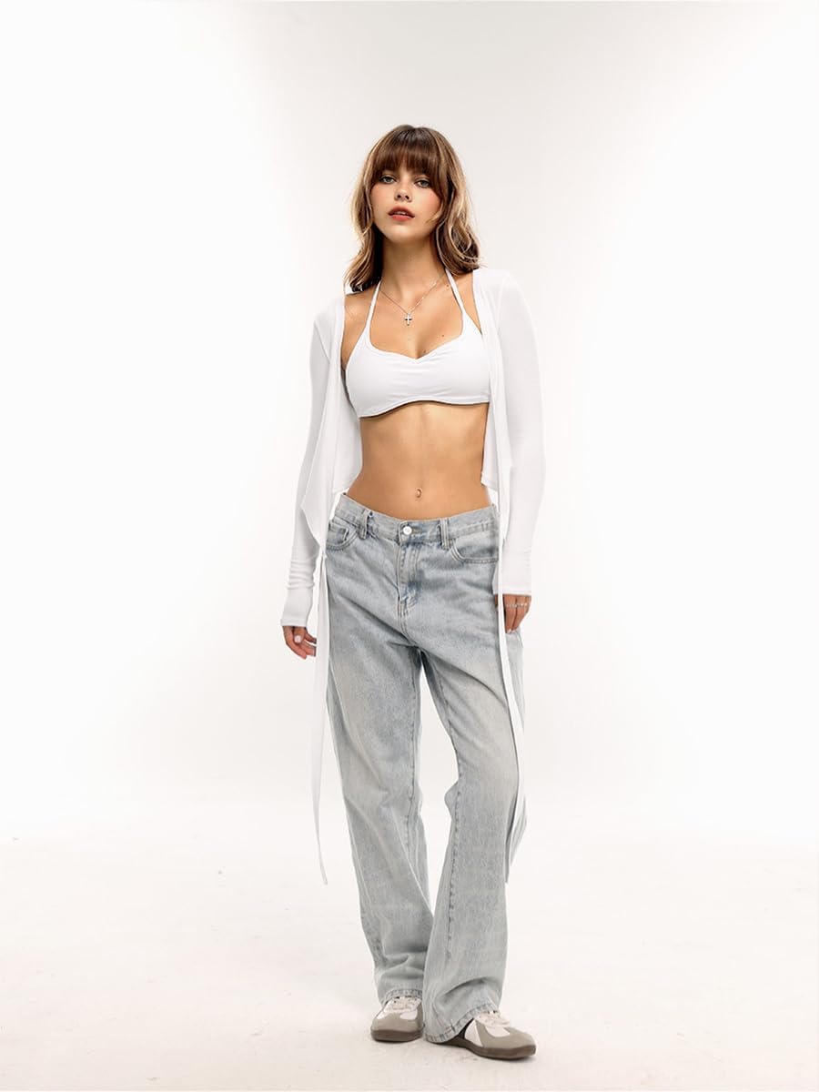 Danysu Ballet Wrap Tops Long Sleeve Cross Tie Crop Shirts Deep V-Neck Dance Clothes Fall Cardigans - Image 8