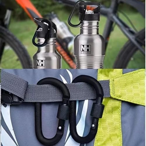 Image of Sunkizzrs Aluminium Carabiner (Pack of 5) Snap Hook Ring Clip - Hooks Keychain - Hook Keyring - Key Hooks for Keychain with Screw Locking (Black)