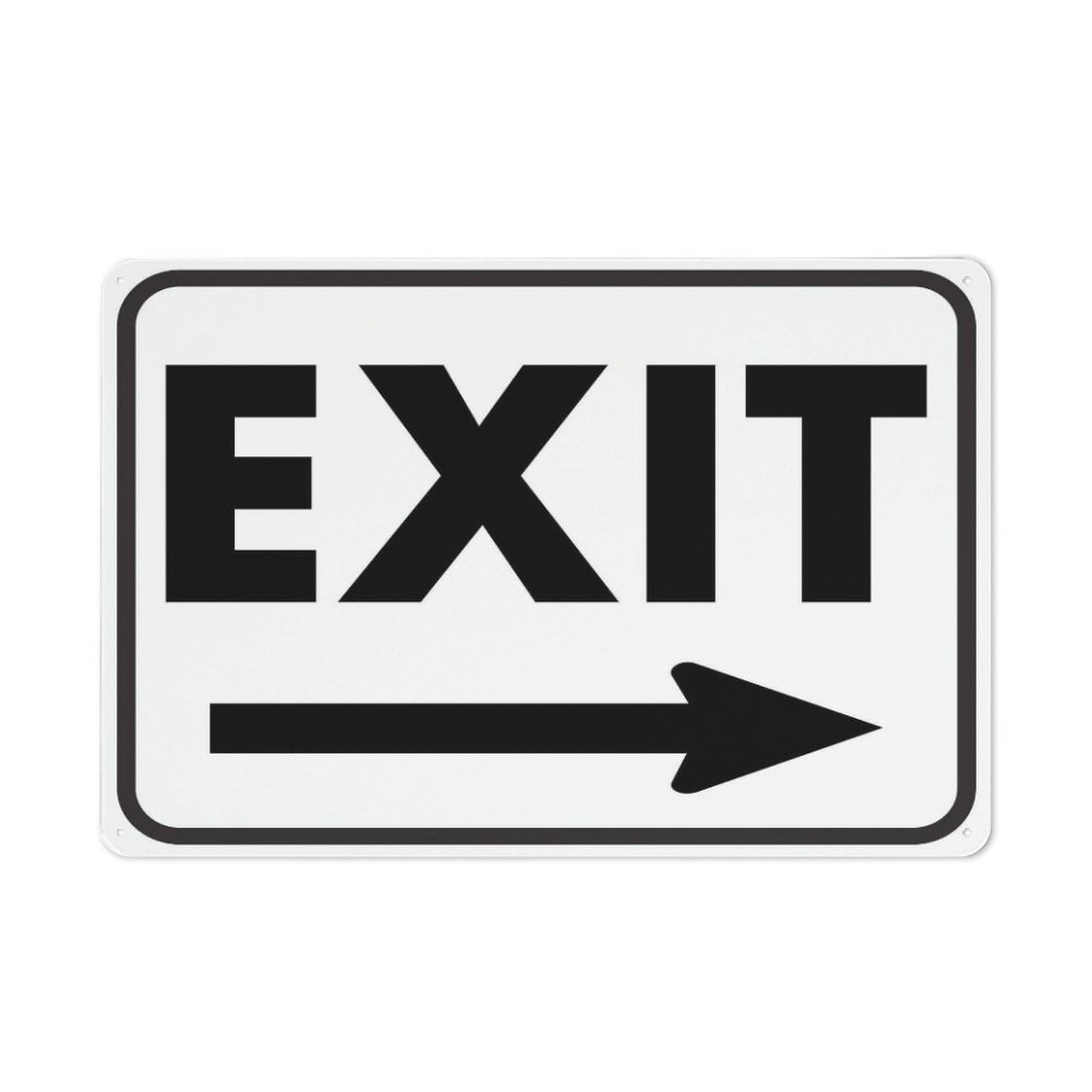 Xewazd A1931 Exit Black And White (Right Arrow) 8"X12" Aluminum Sign - Rust-Resistant, Weather-Durable, Easy To Mount