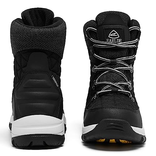 EARLDE Winterschuhe Damen Wasserdicht Schneestiefel Warm Gefüttert Winterstiefel Rutschfest Outdoor Schuhe Winter Stiefel Schwarz 39 Größe