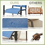 7-Piece Outdoor Patio Dining Set - 6 Stackable Texlin Sling Chairs & 63" Table, Weatherproof Low-Maintenance Furniture for Yard/Porch/Poolside/Garden, Includes Umbrella Hole-Blue - Image 4