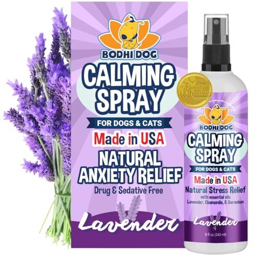 Bodhi Dog Calming Spray for Dogs & Cats - Natural Dog Anxiety Relief for Travel, Fireworks & Vet - Cat Calming Spray & Detangler with Lavender - Made in USA (8 oz)