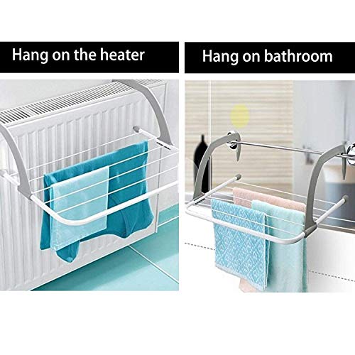 Image of Balcony Cloth Drying Rack with 5 Bars | Foldable Adjustable Laundry Dryer Stand | Hanging Clothes Organizer for Window, Railings, Home, Apartment & Small Spaces