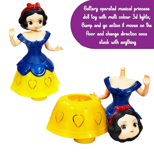 Image of VGRASSP Dancing Little Princess Doll Toy for Kids Dynamic Music and Lights - Bump and Go Battery Operated Angel Doll with Detachable Body - Color As Per Stock
