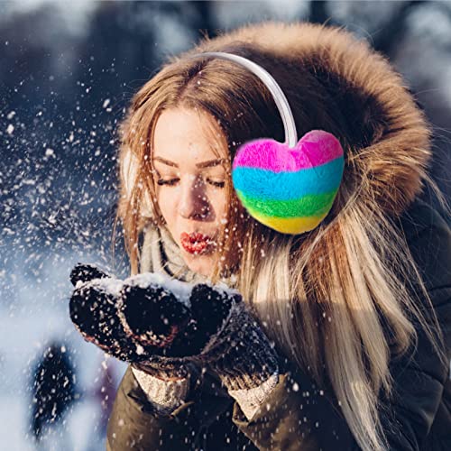 Ewaycom Winter Warm Rainbow Earmuffs For Girls Kids Soft Plush Ear Warmers Women Cute Outdoor Ski Faux Fur Ear Muff #TOP4