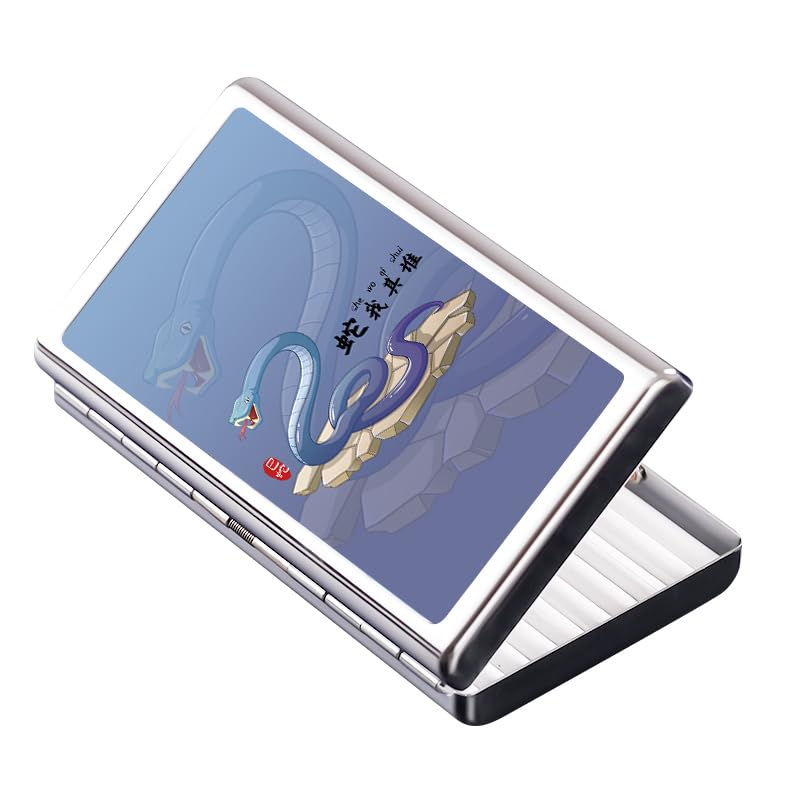 Metal Cigarette Case - Portable Double Sided Spring Clip Holder for 14pcs Regular Cigarettes, 20pcs 100mm Cigarettes Great Gift for Men and Women (Dog)