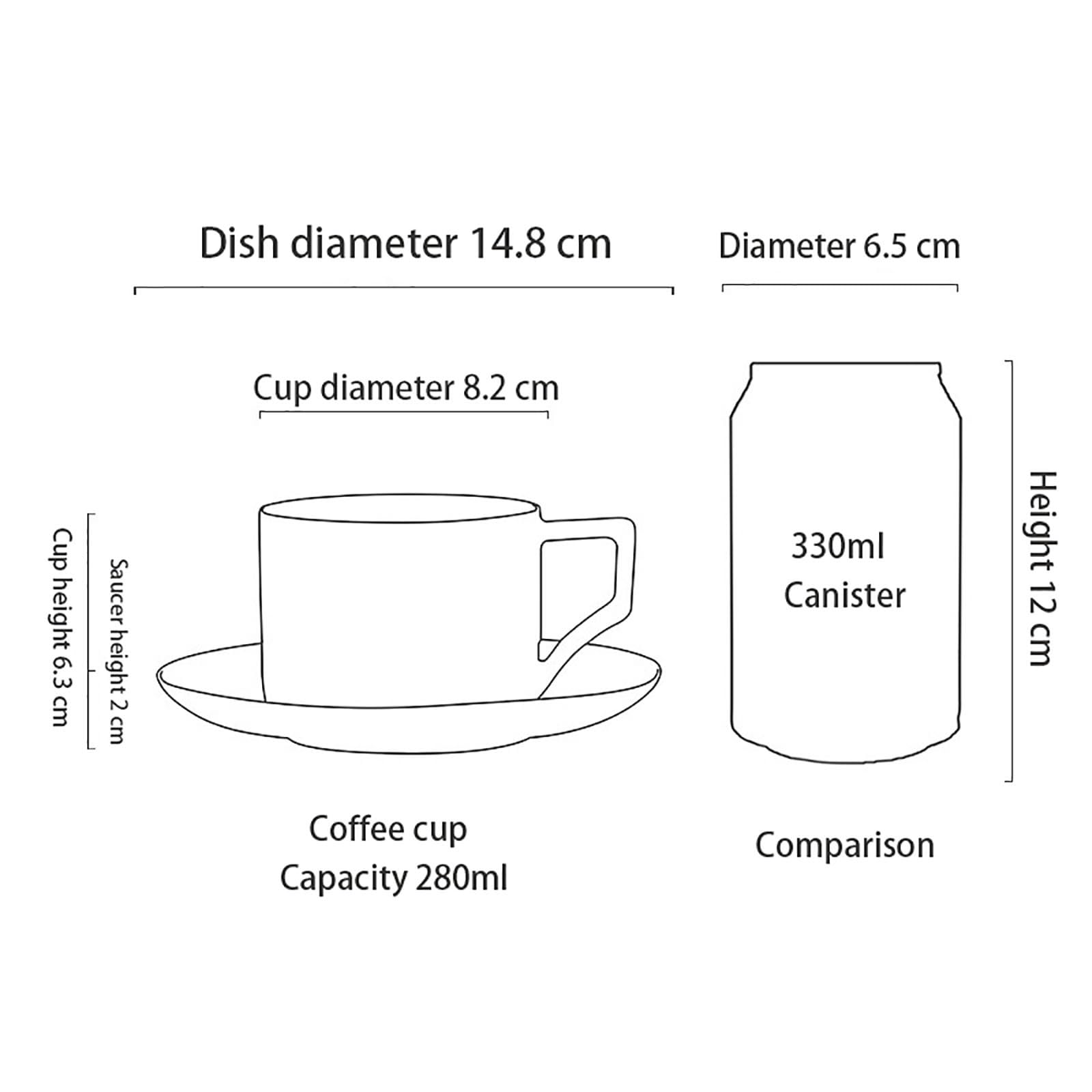 Tasse À Café En Porcelaine,280 Ml Kaffeetassen Set Porzellan Kaffeeservice Kaffeebecher Set Cappuccino Tassen Mit Unterteller Kaffeetassen Mit Untertassen Kaffeebecher Aus Steingut(A)