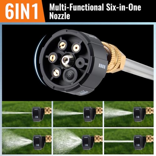 Akku Hochdruckreiniger,990 PSI,240L/H,48VF Tragbarer Hochdruckreiniger,Mobiler Hochdruckreiniger mit Akku,6-in-1 Multifunktionsdüse und 16FT-Schlauch, Tragbarer Pistole für Auto,Garten,Zäunen,Haushalt