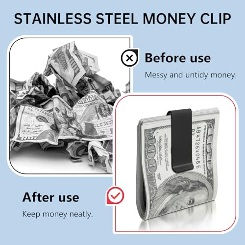 10Pcs Stainless Steel Money Clip Silver Slim Cash Clip for Men, Metal Money Clips Minimalist Pocket Cash Wallet4