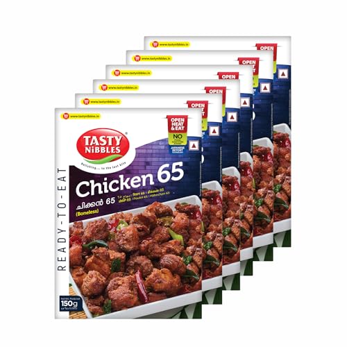 Image of TASTY NIBBLES Ready to Eat Chicken 65 | Kerala Special | Open Heat & Eat | Non-Vegetarian | No Added Preservatives | Japanese Retort Technology 150GM Pouch (Pack of 6)