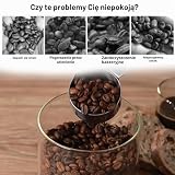 PRITOK Puszka na kawę hermetyczna 1700 ml z zaworem CO2 i wyświetlaczem daty, przezroczysta do przechowywania ziaren kawy, orzechów, kakao, herbaty