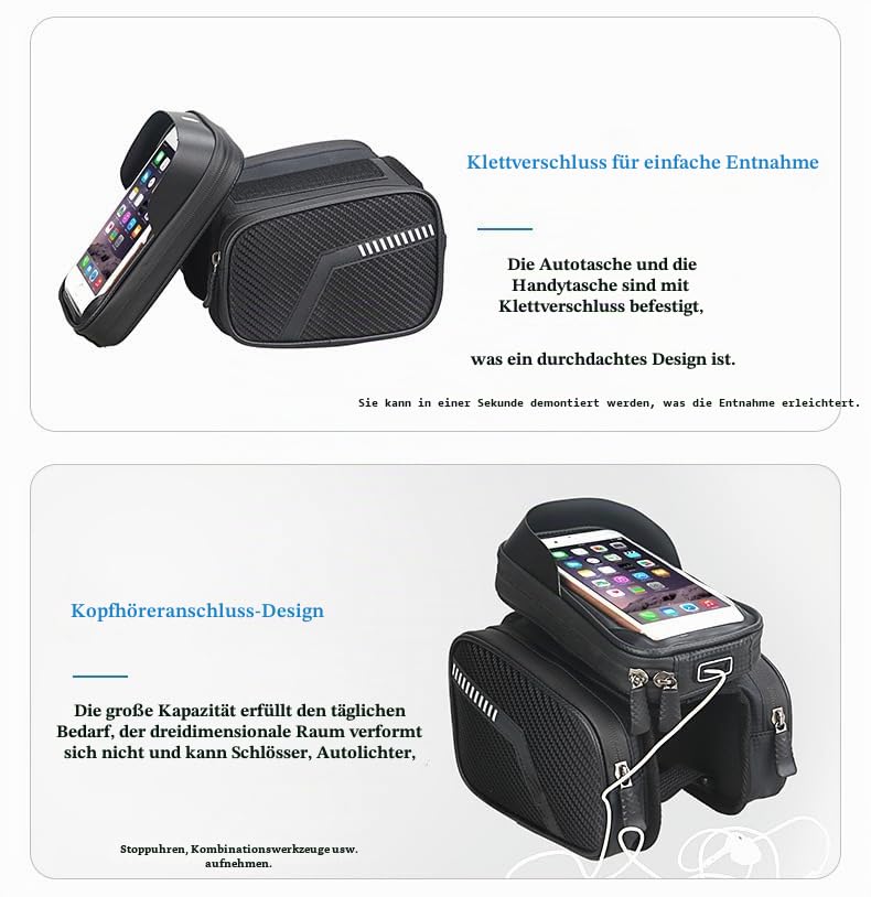 POIBNZ Fahrrad Rahmentasche für Cube Stereo HYBRID ONE44 PRO 800 ALLROAD, Wasserdicht Leichte Reißfest Fahrradtasche mit TPU Sensitivem Touchscreen, Mehrzweck Fahrrad-Frontträgertasche Sport & Freizeit