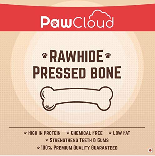 PawCloudRawhide Pressed Dog Chew Bone, Dog Bone Treat, 6 Inches, 800 Gm (Approx 8 Pieces)