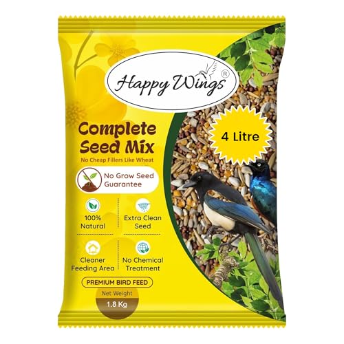 Happy Wings NO GROW Complete Seed Mix Bird Food for Wild Birds - Highly Nutritious Bird Feed - (1.8 Kg)