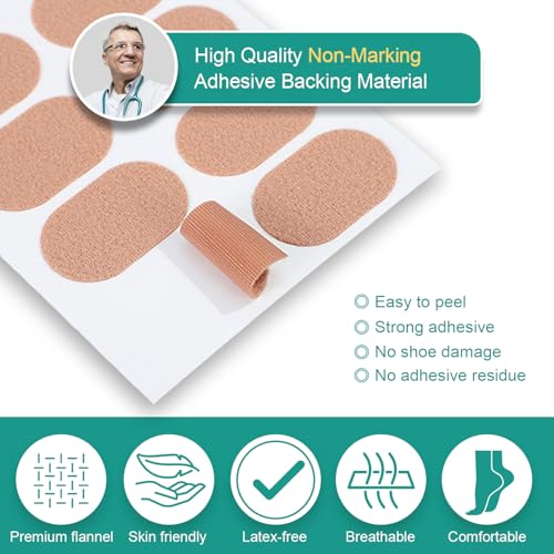 Image of Moleskin for Feet, Moleskin Adhesive Pads, Mole Skin Patch for Blisters, Shoes, Toes, Heel | Blister Prevention Tape Pads Reduce Friction - 20 Sheets (182 Pieces Total)