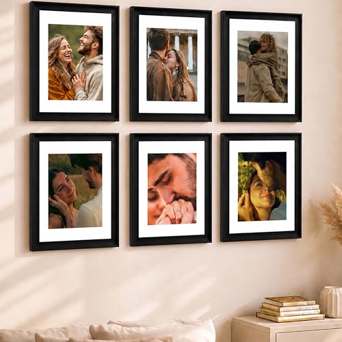 Image of Art Street Wooden Photo Frame for living room, Aesthetic Cave Design Photo Frames for Photograph, Art Work, Certificates Set of 6 (12x16 Inch, Black)