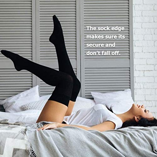 Image of DRESHOW 6 Pairs High Thigh Socks Striped Over Knee Thin Tights Long Stocking for Women Leg Warmer