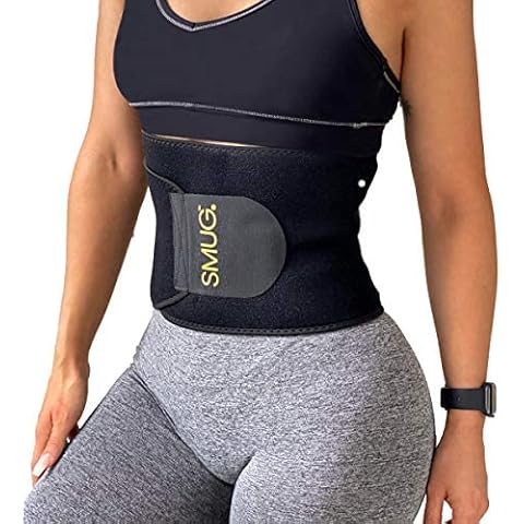 SMUG Waist Trainer for Women | Stomach Flattener & Waist Cincher | Belly Shaper | Premium Sweat Wicking Shapewear | Plus Size Corset Waist Wrap with Phone Holder | Black, Large Cover