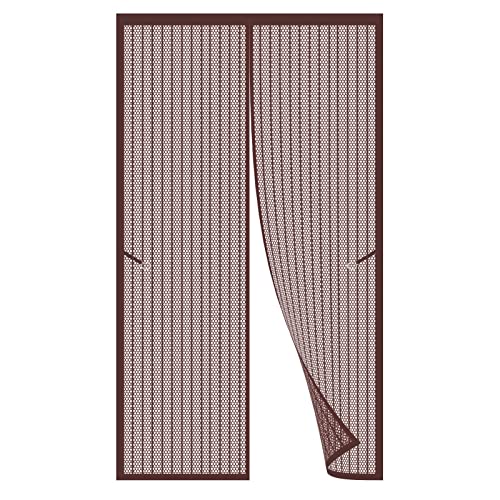 Contra Insectos Magnético Mosquitera 245 x 240 cm Pantalla Mosquitera Universal Cierre Automático Sin Taladrar Fácil De Ensamblar Cortina Antimoscas Para Balcón Y Puerta Ventana, Marrón