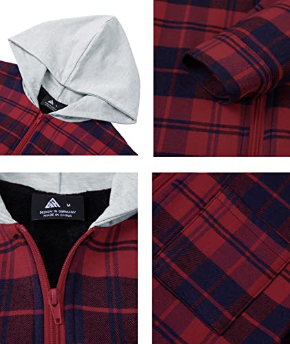 Image of V VALANCH Boys Flannel Jacket Hooded Fleece Lined Zip-up Hoodies Plaid Coat for Kids