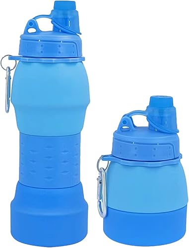 Botella de agua plegable y ligera, de silicona de grado alimenticio, sin BPA, plegable, portátil, a prueba de fugas, para oficina, deportes, viajes,